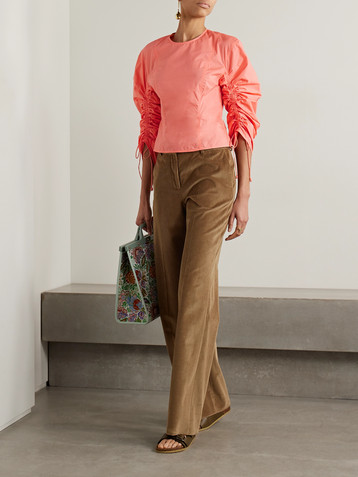 Ulla Johnson Lorna ruched cotton-poplin blouse