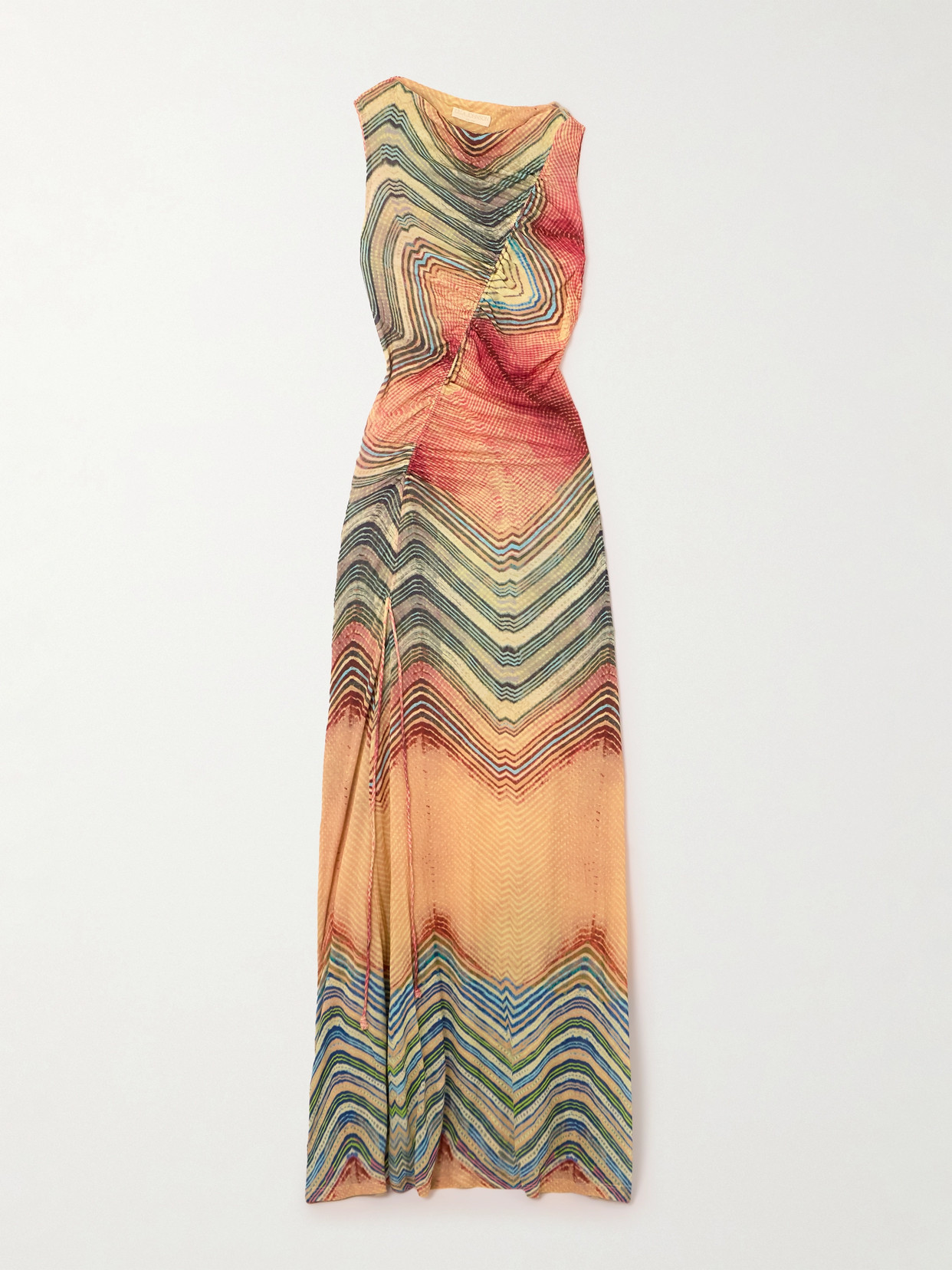 Ulla Johnson Natalia Ruched Printed Lyocell-jersey Maxi Dress In Multi