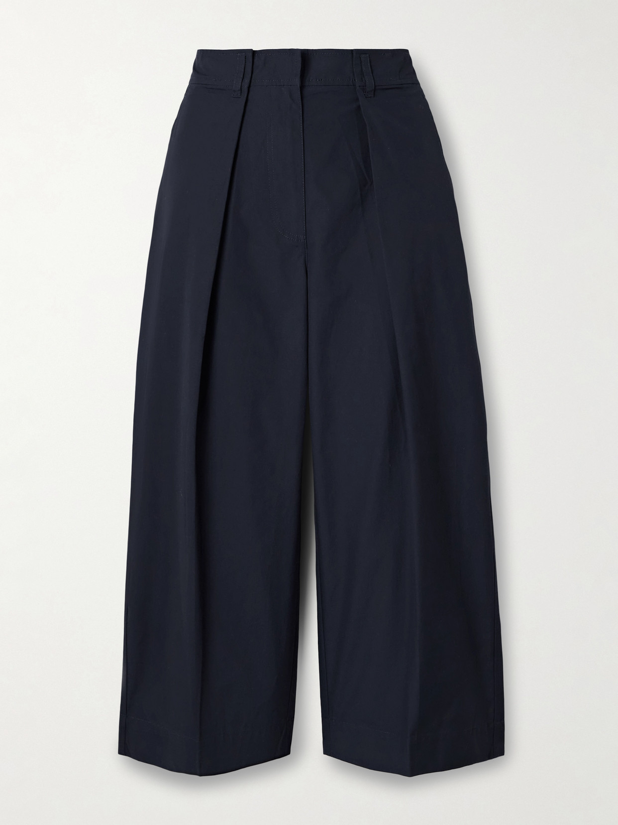 Ulla Johnson - Emery Cropped Pleated Cotton-poplin Wide-leg Pants - Blue