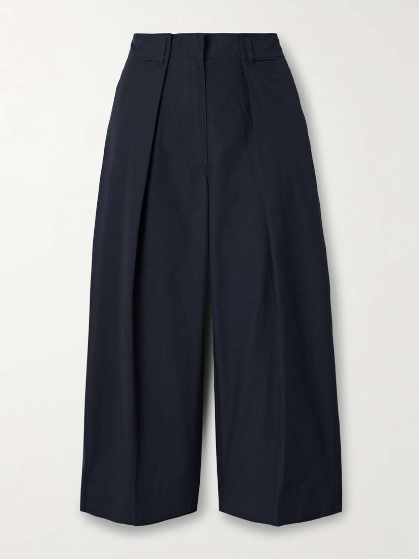 Ulla Johnson Emery Cropped Pleated Cotton-poplin Wide-leg Pants