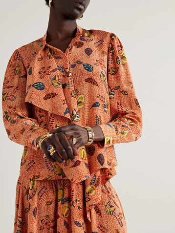 Ulla Johnson Ashlyn ruffled printed silk crepe de chine blouse