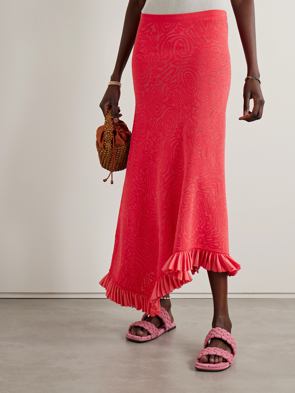 Ulla Johnson Josephine Ruffled Maxi Skirt In Red
