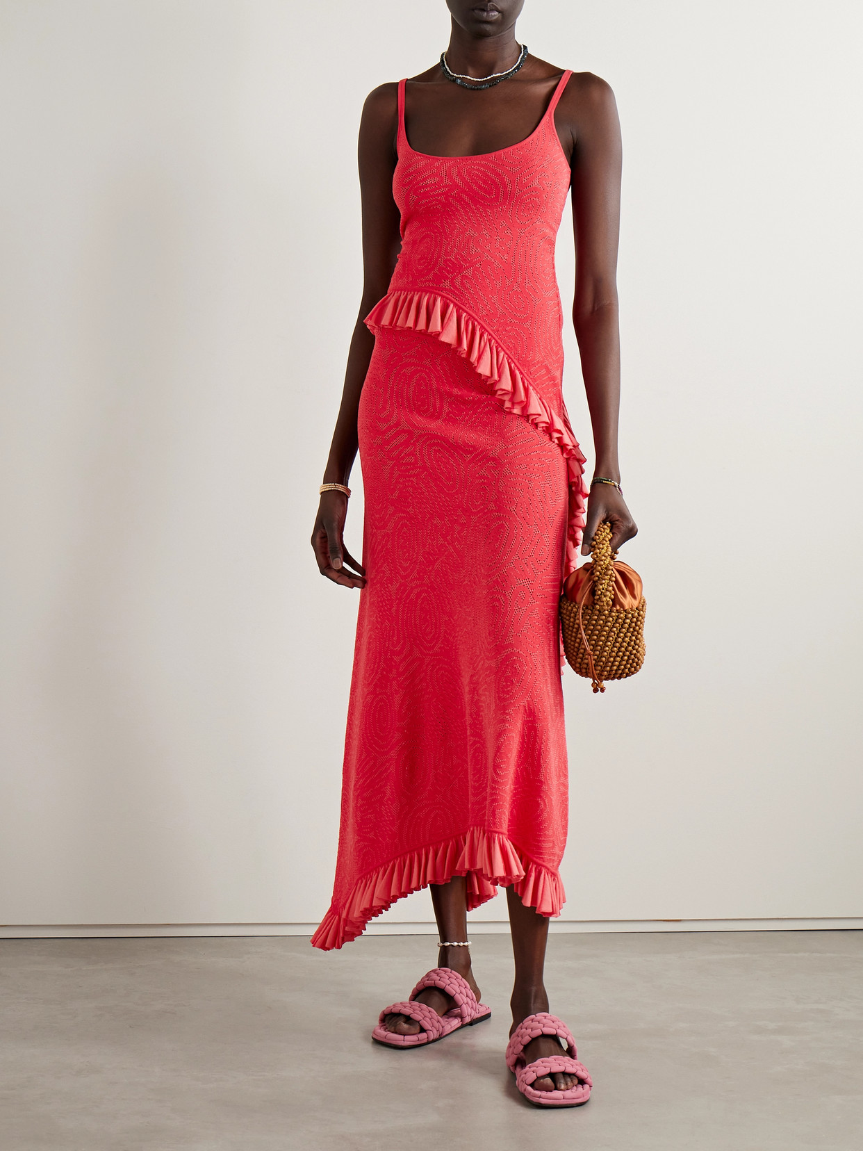 Ulla Johnson Josephine Ruffled Maxi Skirt In Red