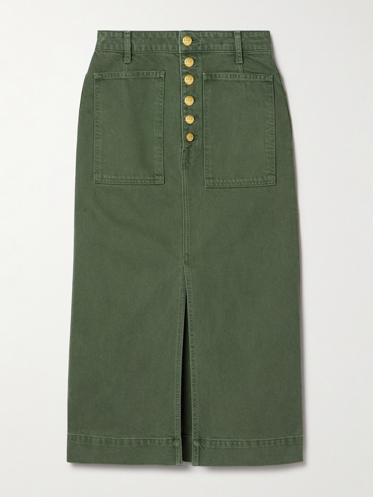 Ulla Johnson The Bea Denim Midi Skirt In Green