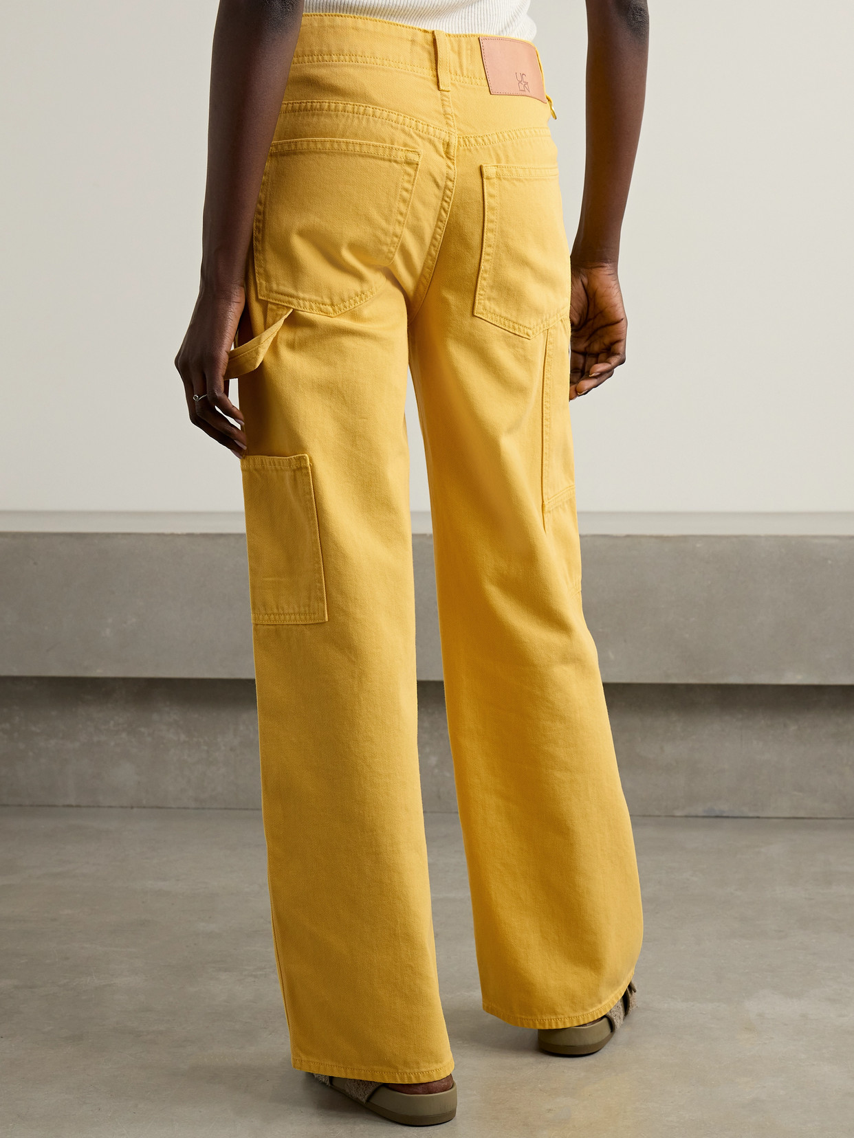 Shop Ulla Johnson The Olympia Cropped High-rise Wide-leg Jeans In Yellow