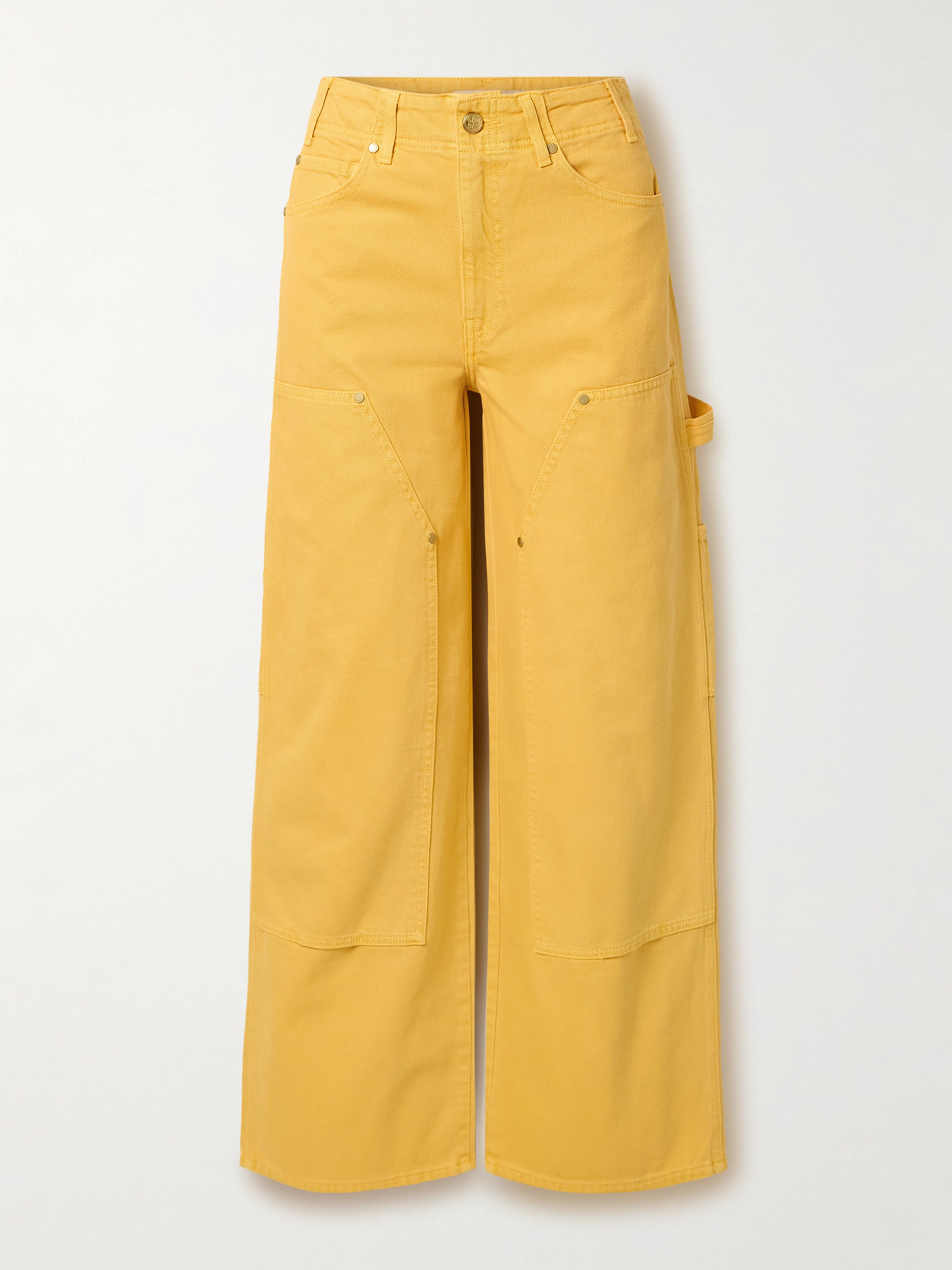 Ulla Johnson The Olympia Cropped High-rise Wide-leg Jeans In Yellow