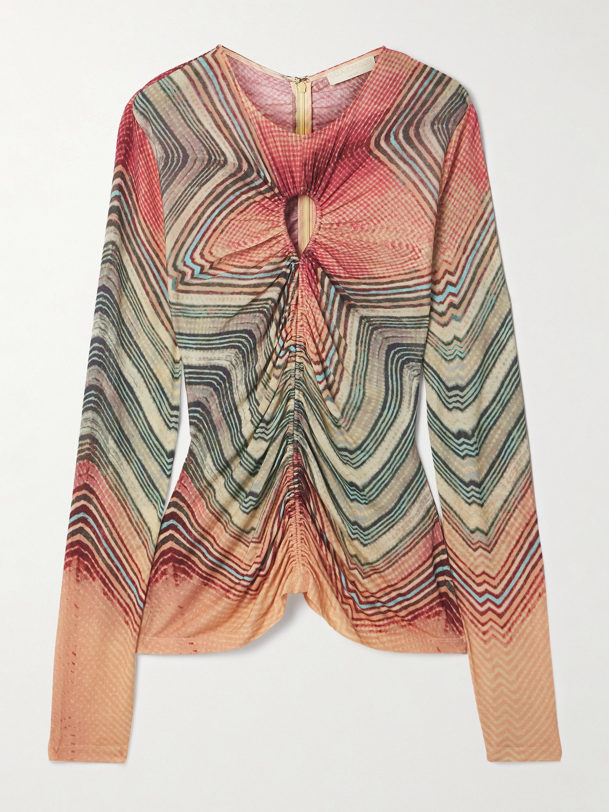Ulla Johnson - Madeline Cutout Ruched Striped Tencel™ Lyocell-jersey Top - Multi