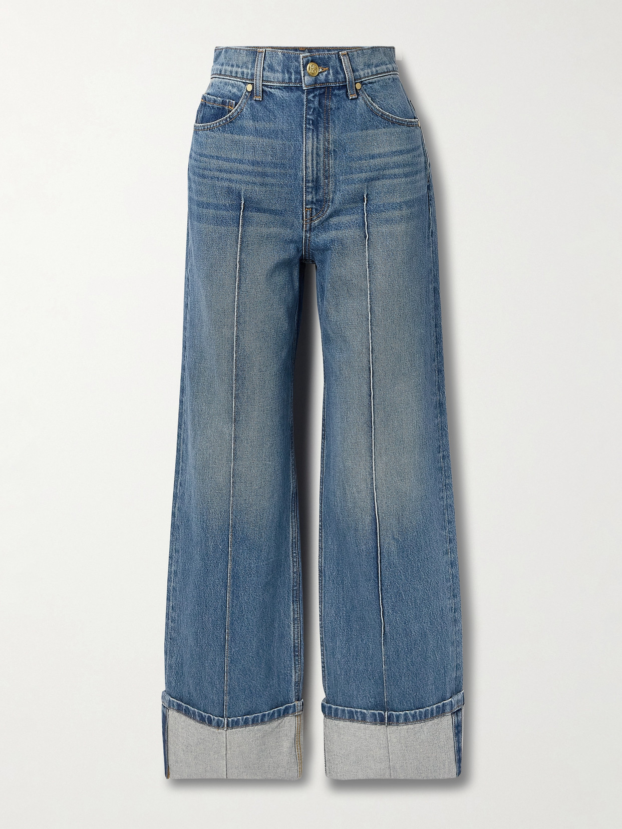 Shop Ulla Johnson The Genevieve High-rise Wide-leg Jeans In Blue