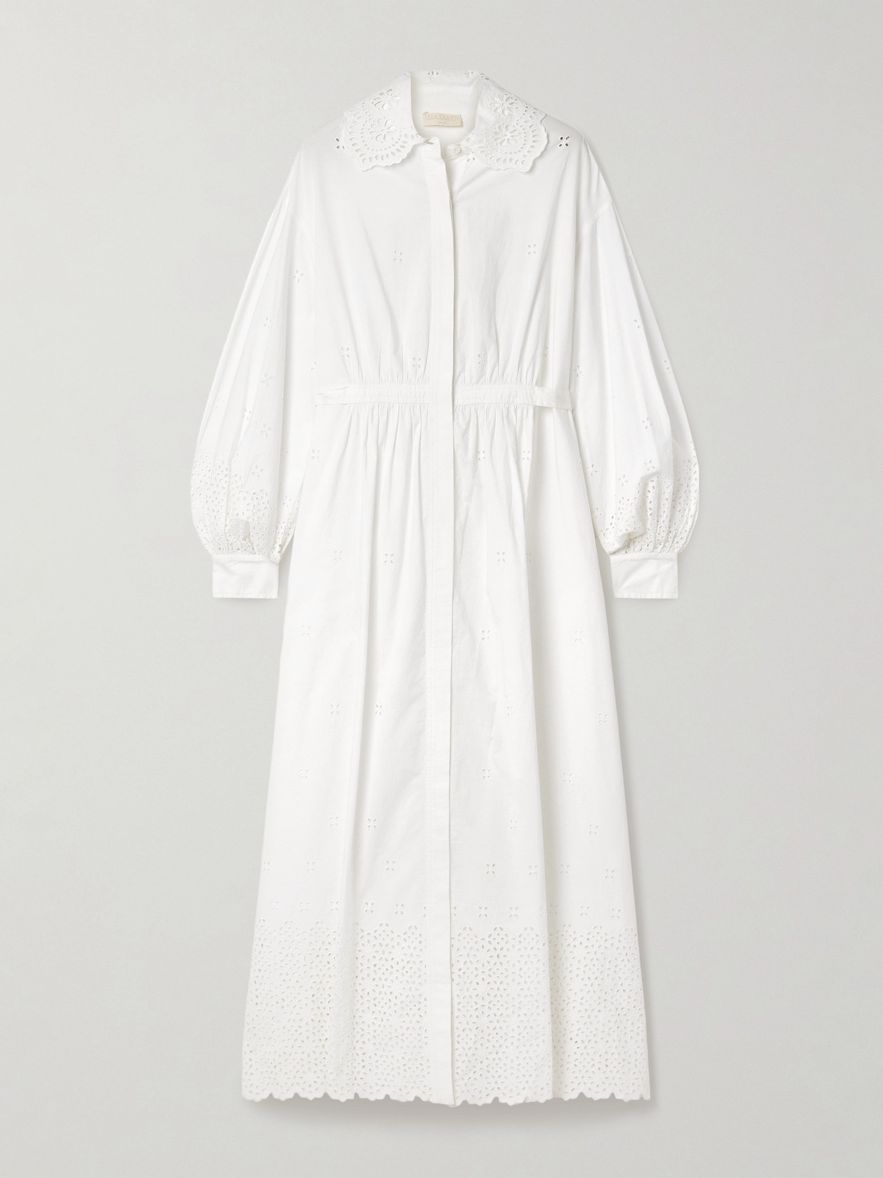 Ulla Johnson Adette Tie-detailed Broderie Anglaise Cotton Midi Shirt Dress In White