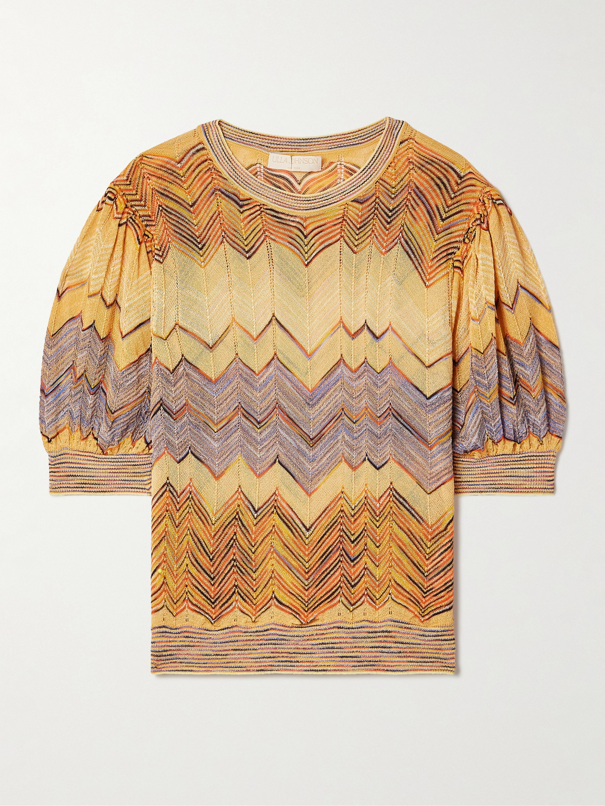 Shop Ulla Johnson Priscilla Metallic Jacquard-knit Top In Yellow