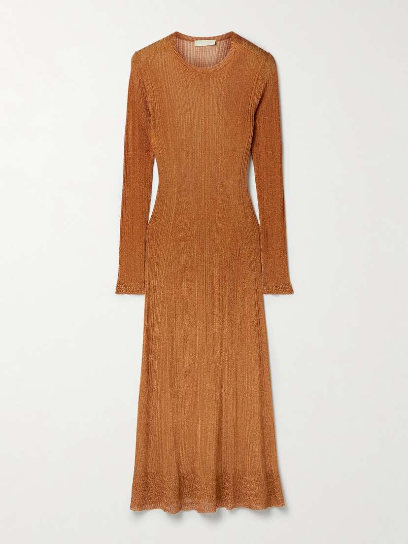 Ulla Johnson Simone Metallic Ribbed-knit Midi Dress