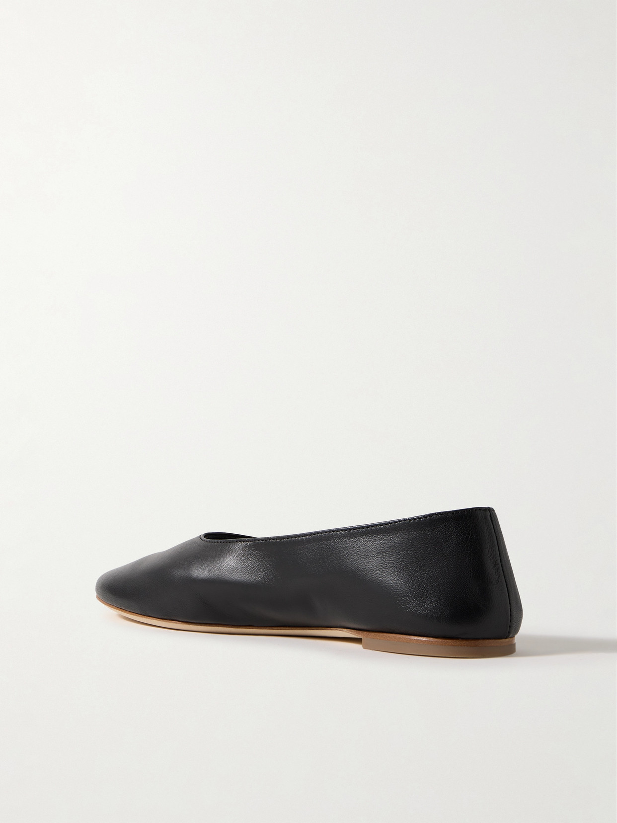 Shop Staud Alba Leather Ballet Flats In Black