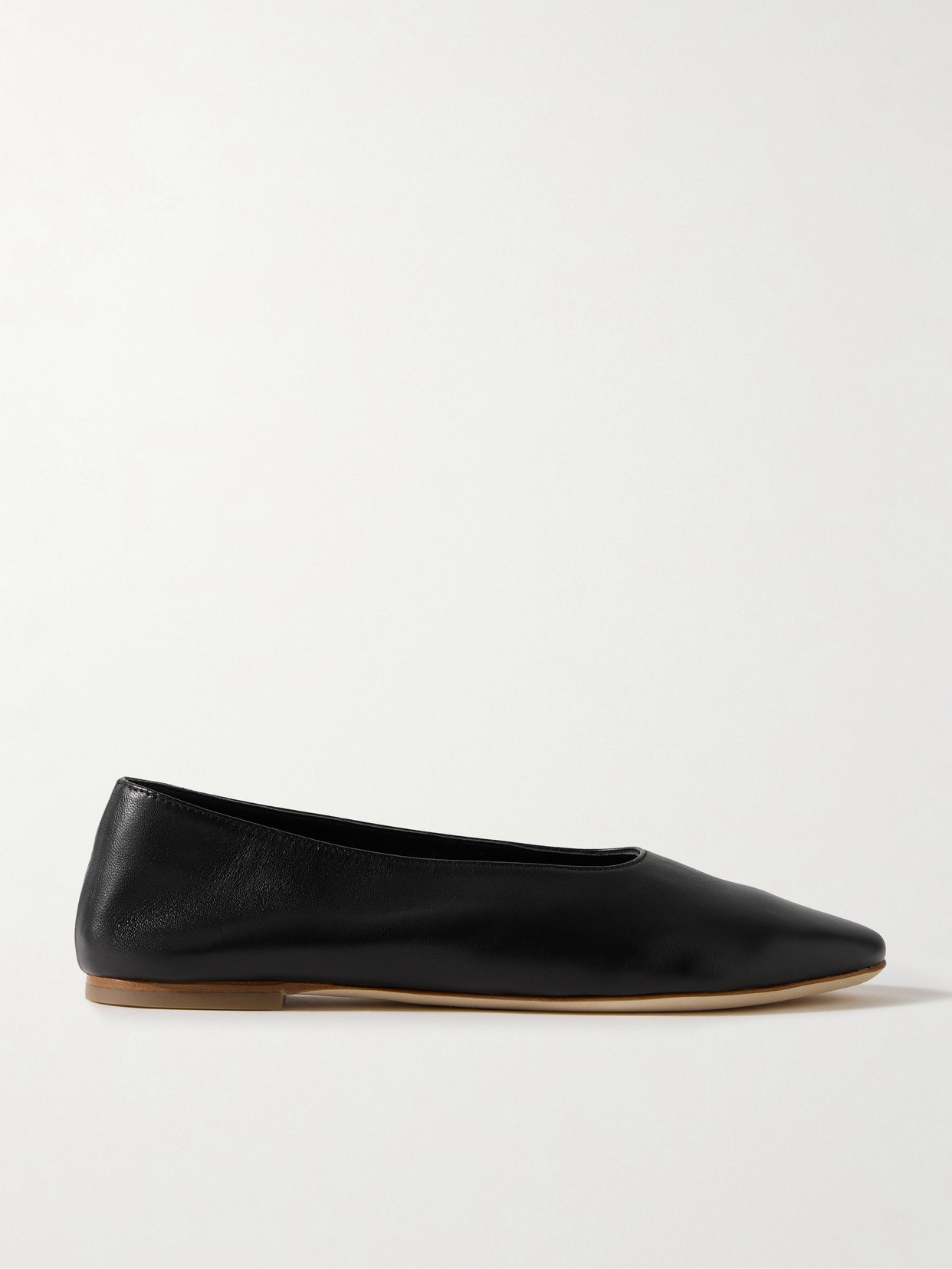 Staud Alba Leather Ballet Flats In Black