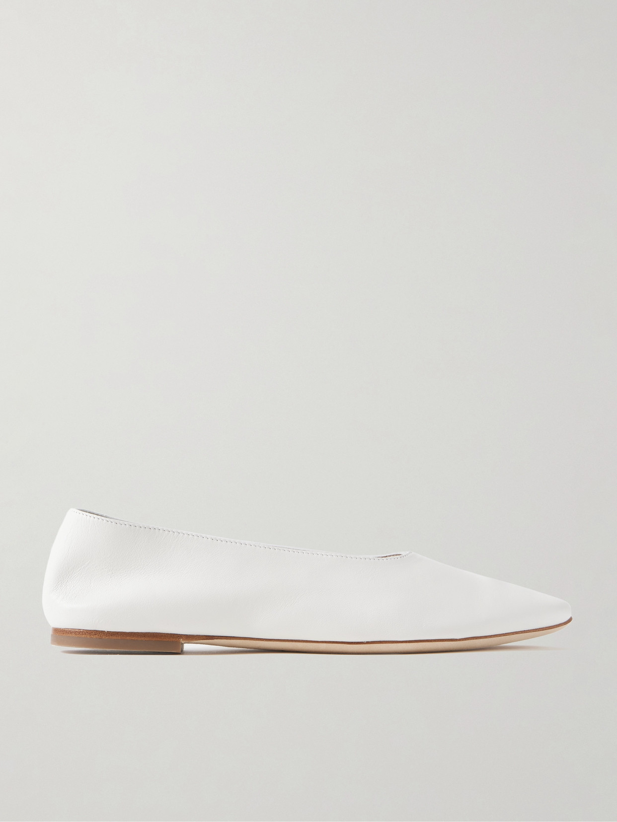 STAUD - Alba Leather Ballet Flats - White