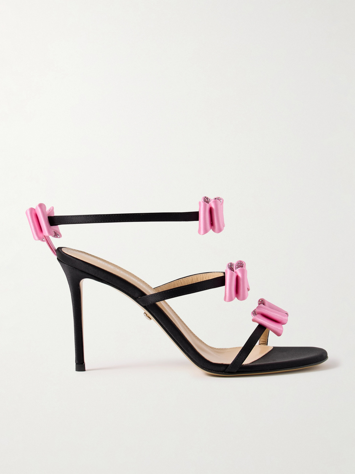 MACH & MACH - Petite Cadeau Crystal-embellished Satin Mules - Black