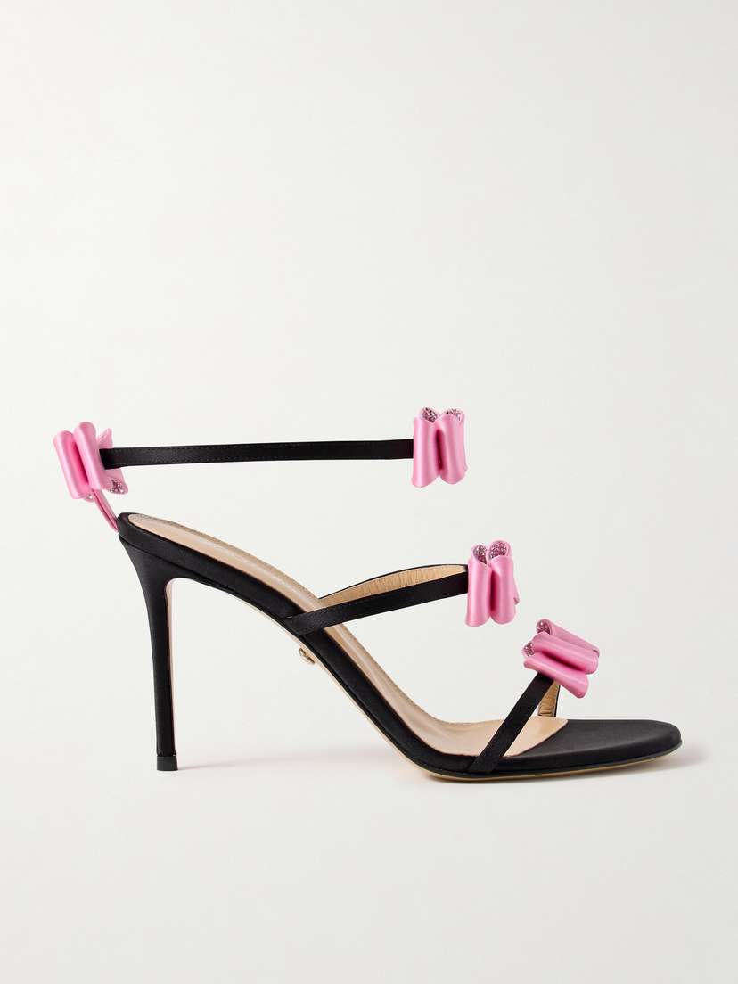 Mach & Mach Petite Cadeau Crystal-embellished Satin Mules