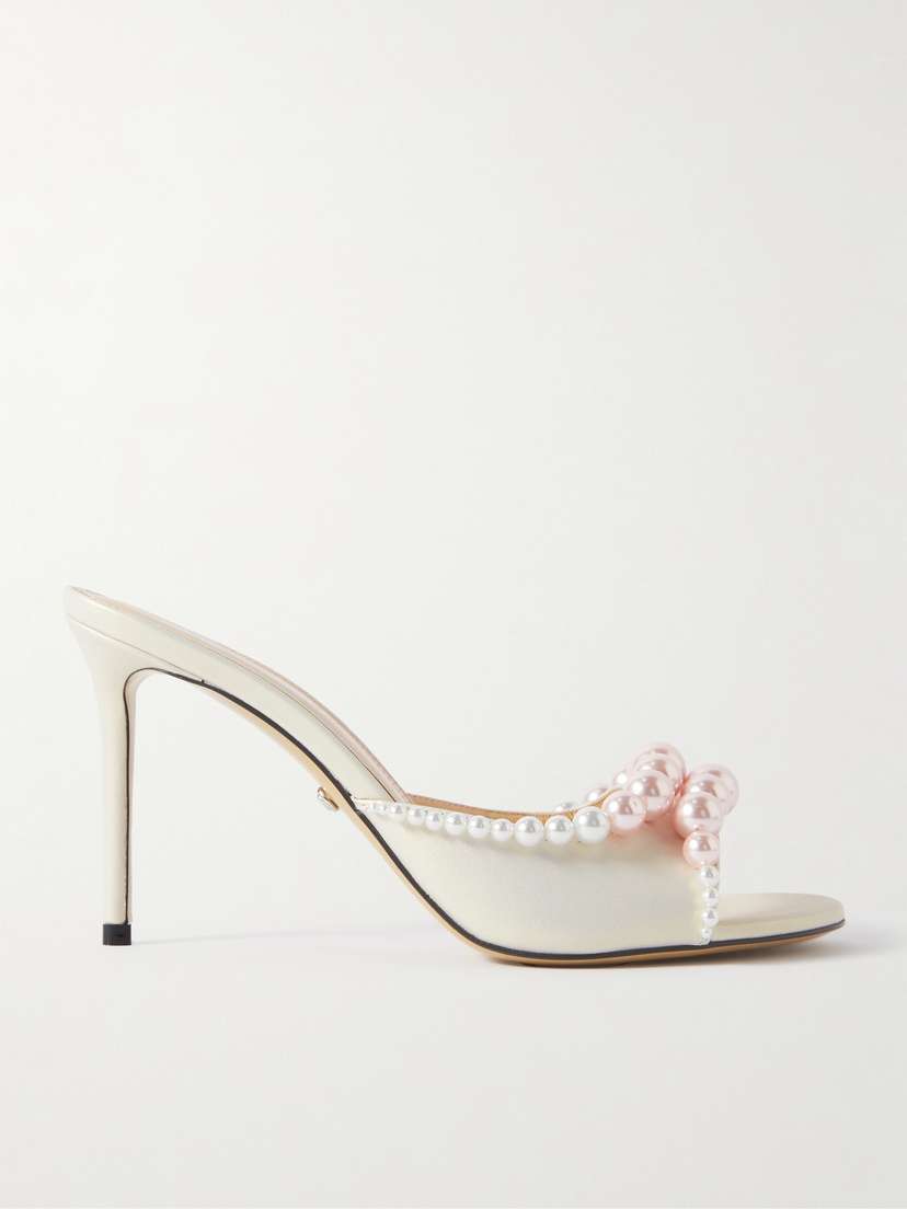 Mach & Mach Sirène Faux Pearl-embellished Leather Mules