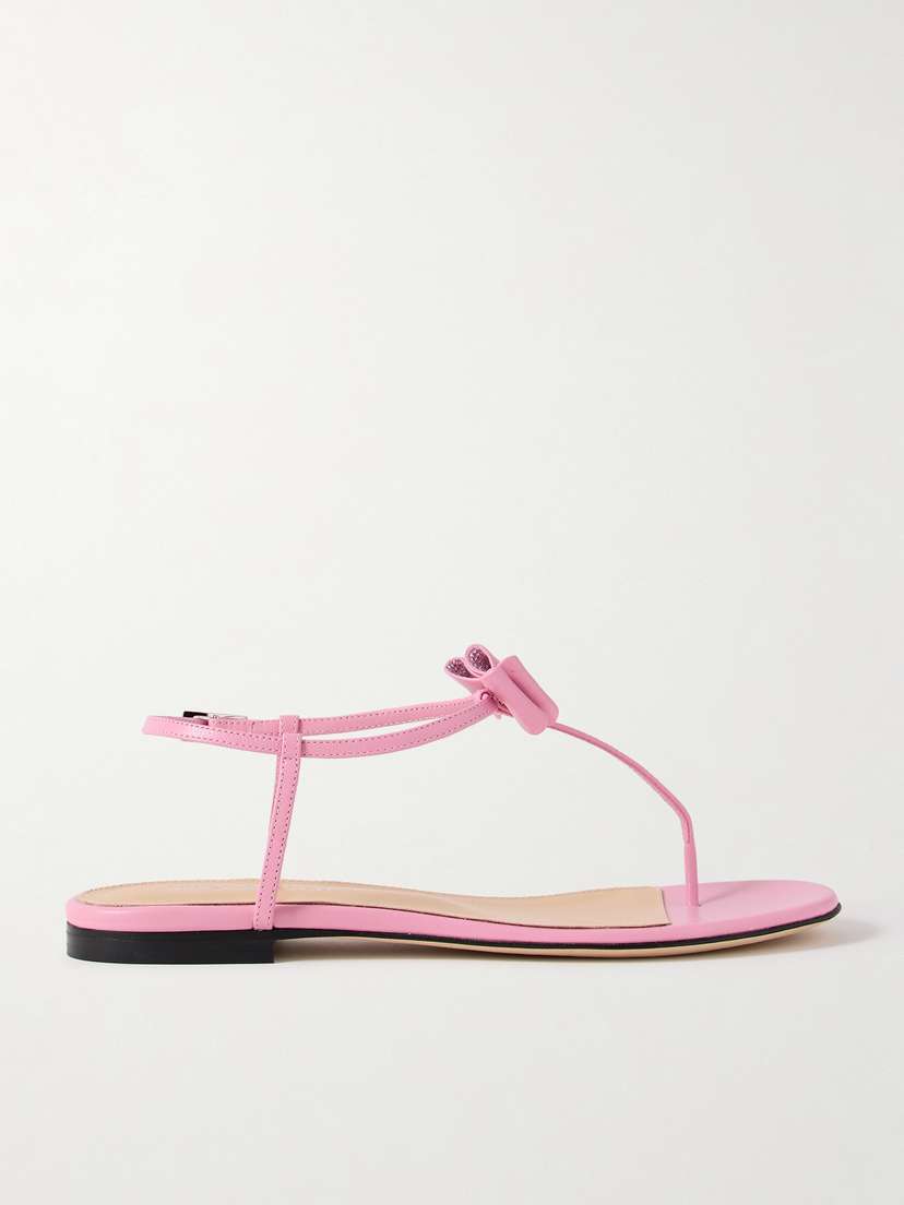 Mach & Mach Petite Cadeau Crystal And Bow-embellished Patent-leather Sandals