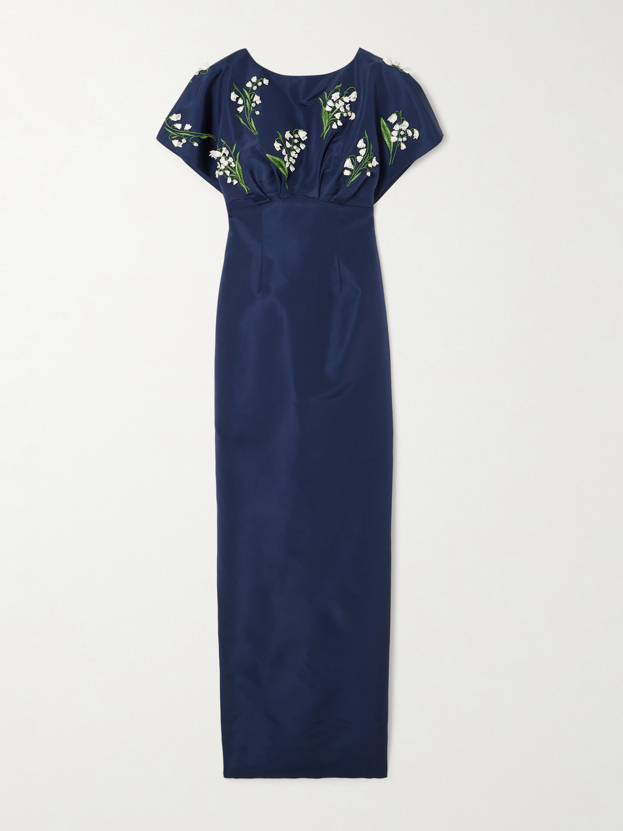 Carolina Herrera Embellished Silk-faille Gown In Blue