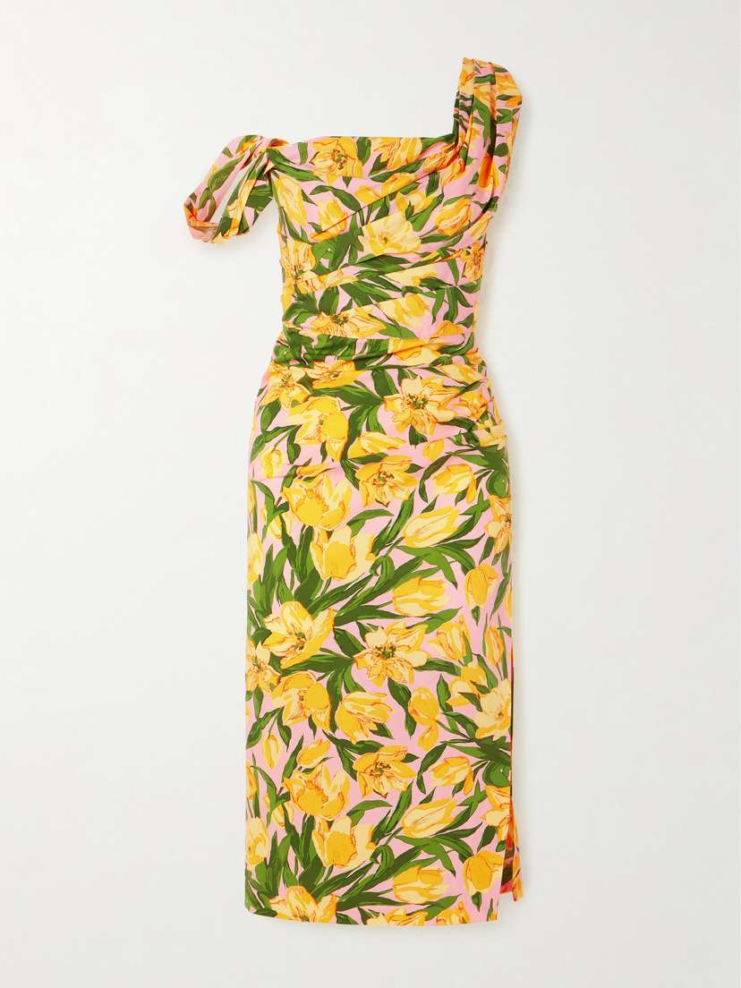 Carolina Herrera Floral-print Cotton-blend Poplin Midi Dress