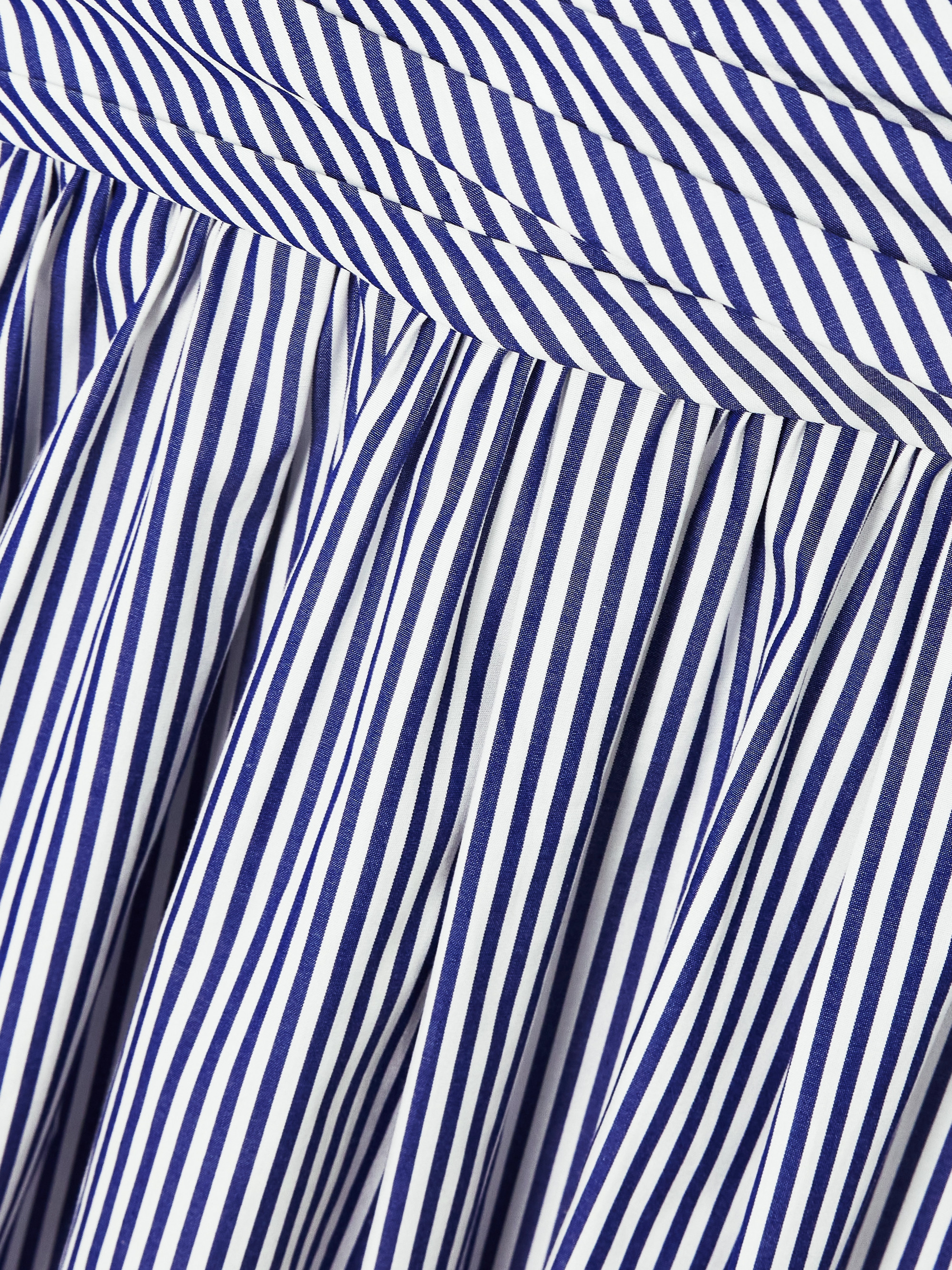 Carolina Herrera Ruched appliquéd striped cotton-poplin halterneck midi dress thumbnail