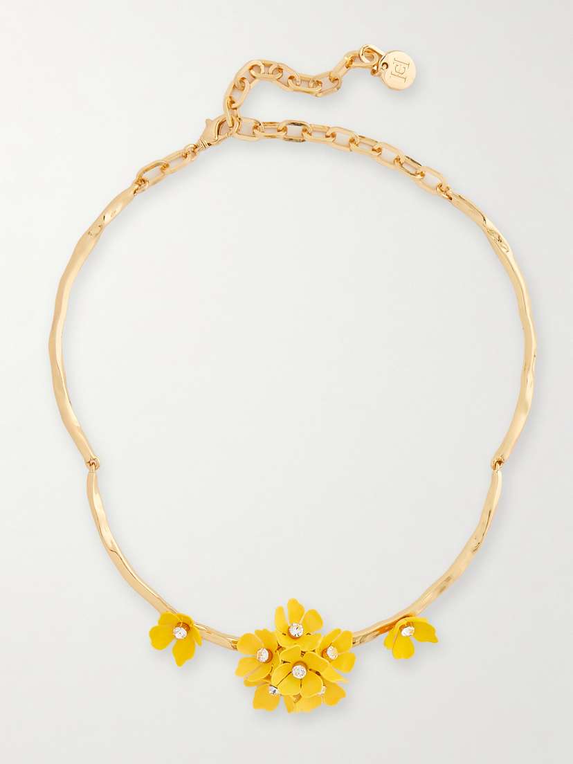 Carolina Herrera Gold-tone, Enamel And Crystal Necklace