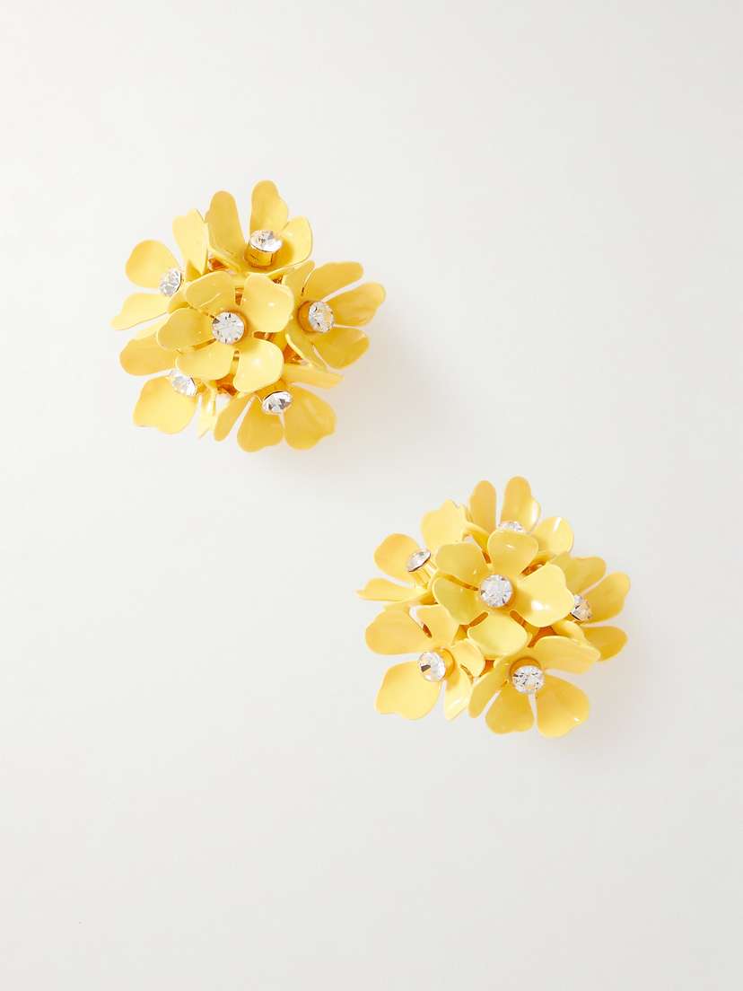 Carolina Herrera Gold-tone, Enamel And Crystal Earrings