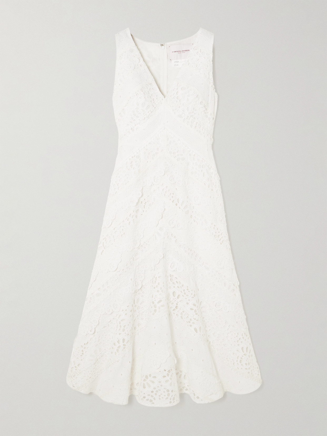 Carolina Herrera Broderie Anglaise Cotton Midi Dress In White