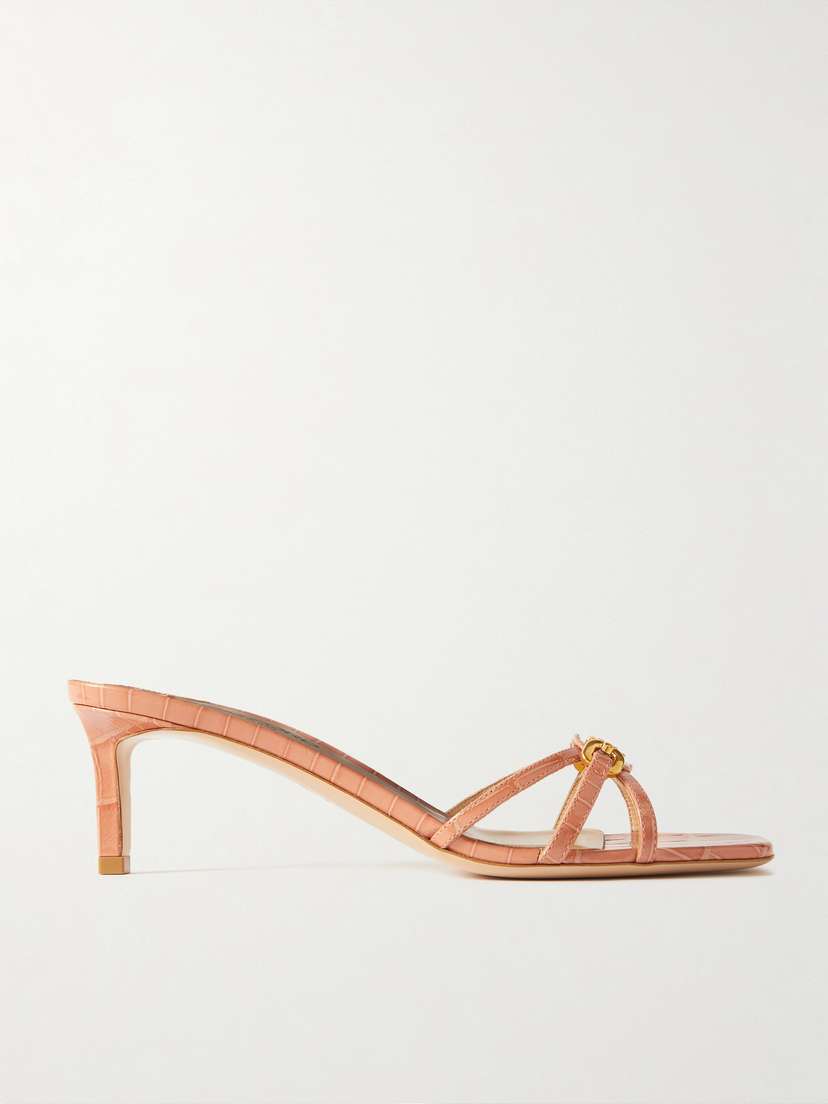 Tom Ford Embellished Croc-effect Leather Mules