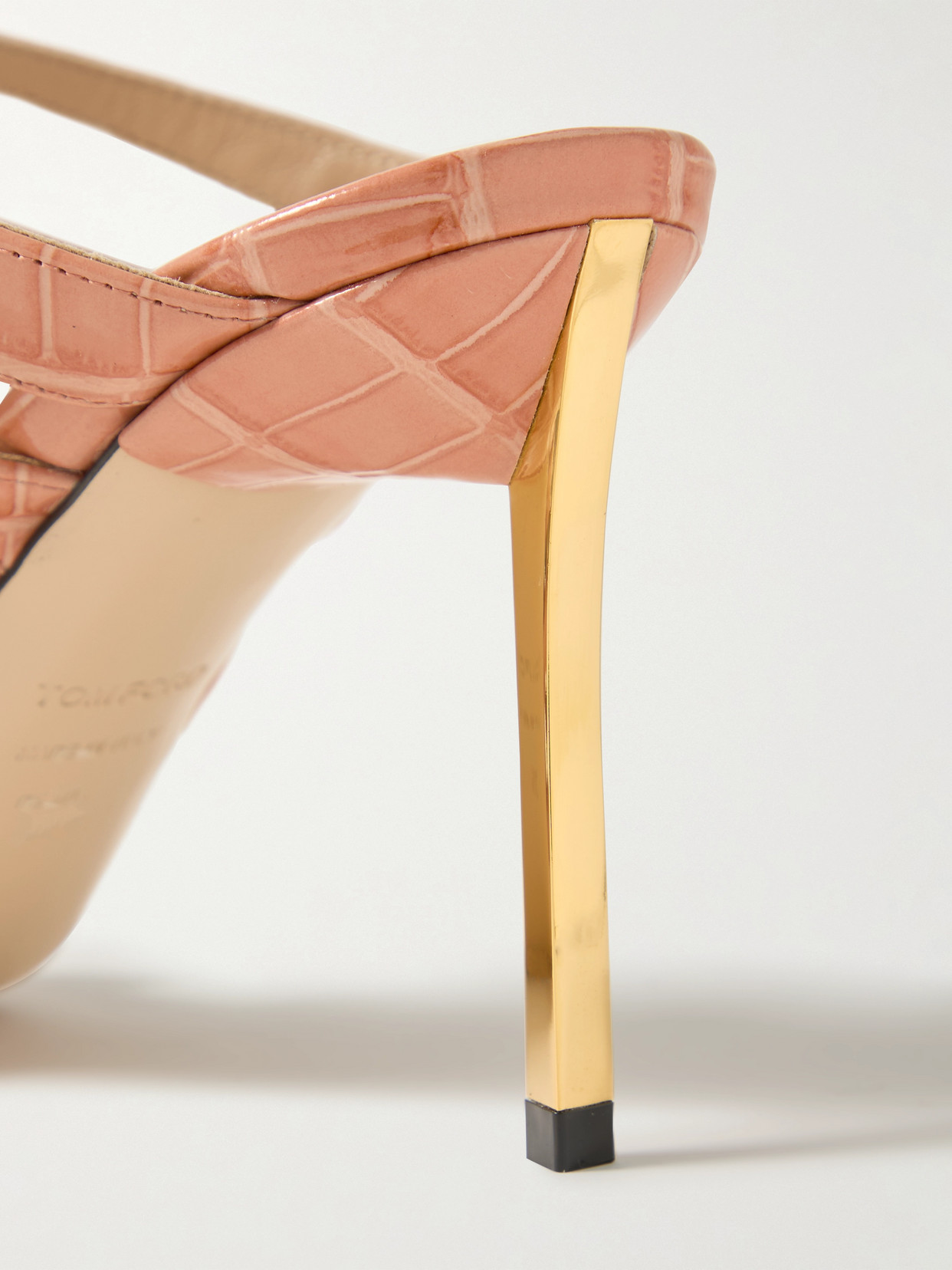 Tom Ford Carine Croc-effect Patent-leather Sandals In Pink