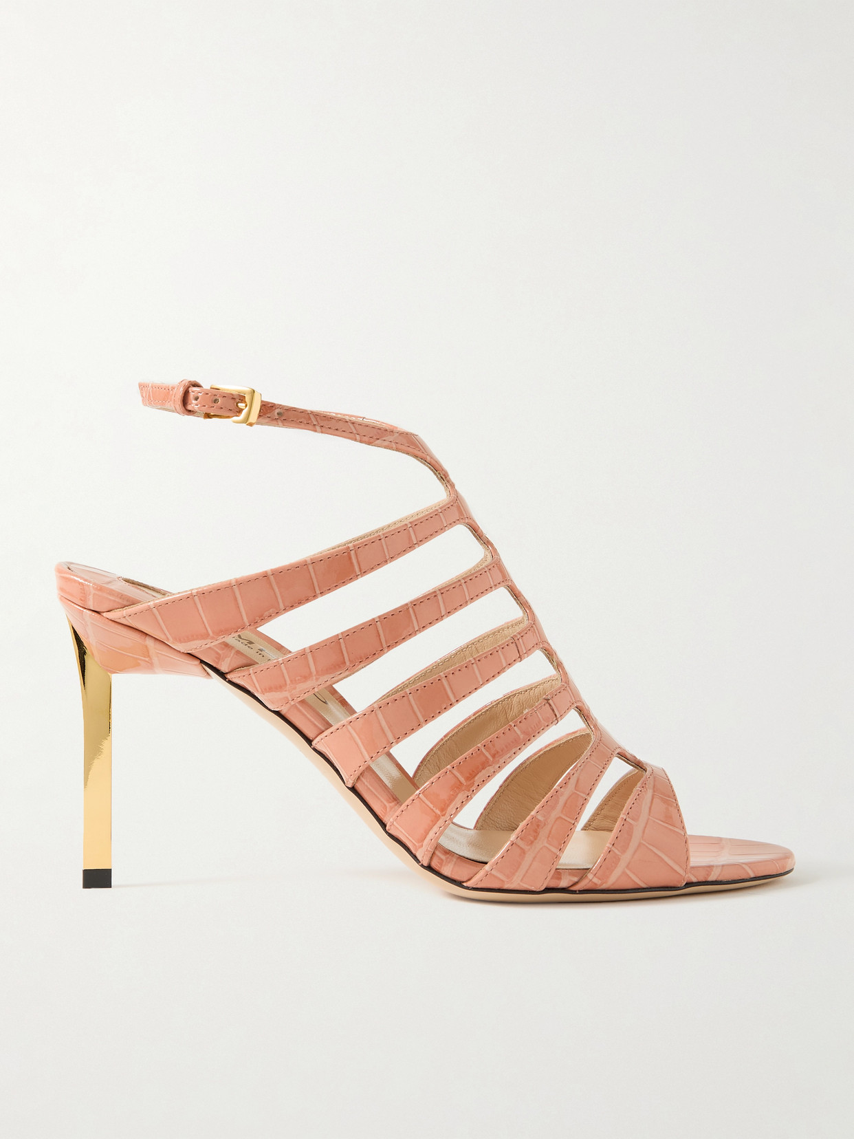 Tom Ford Carine Croc-effect Patent-leather Sandals In Pink