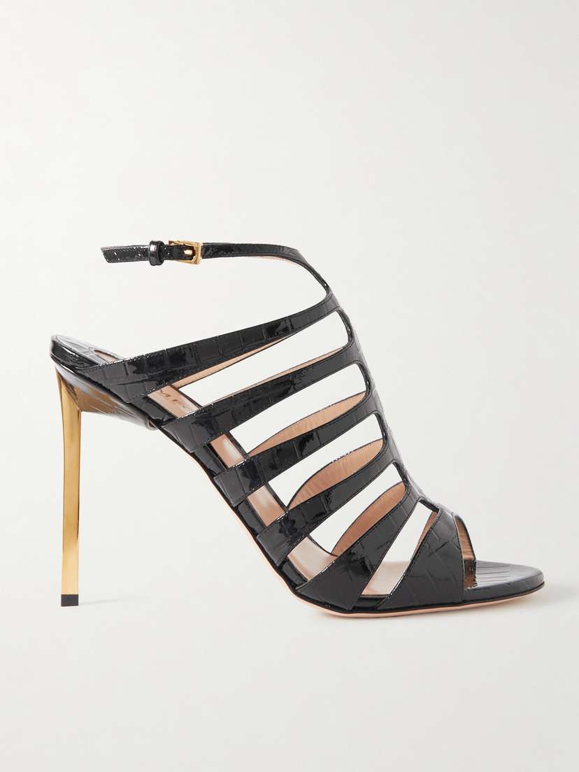 Tom Ford Carine Croc-effect Patent-leather Sandals