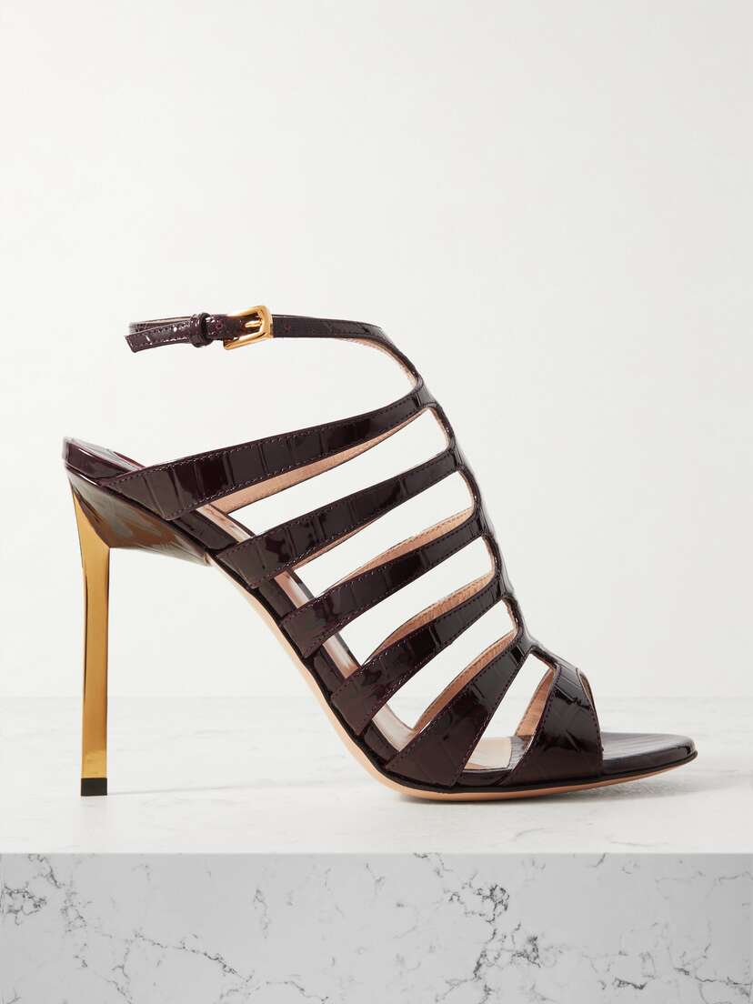 Tom Ford Carine Croc-effect Patent-leather Sandals