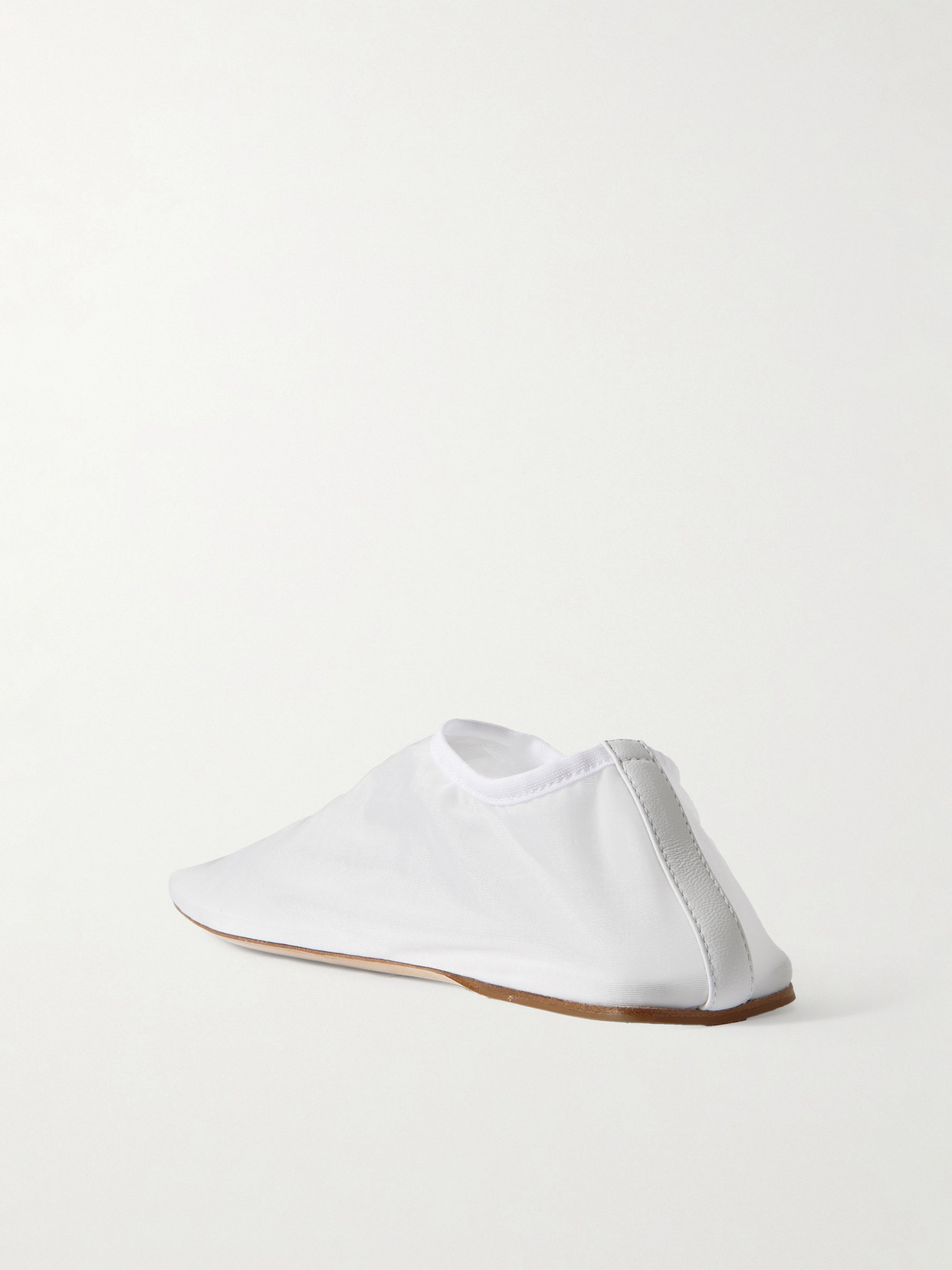 Leather-Trimmed Mesh Ballet Flats