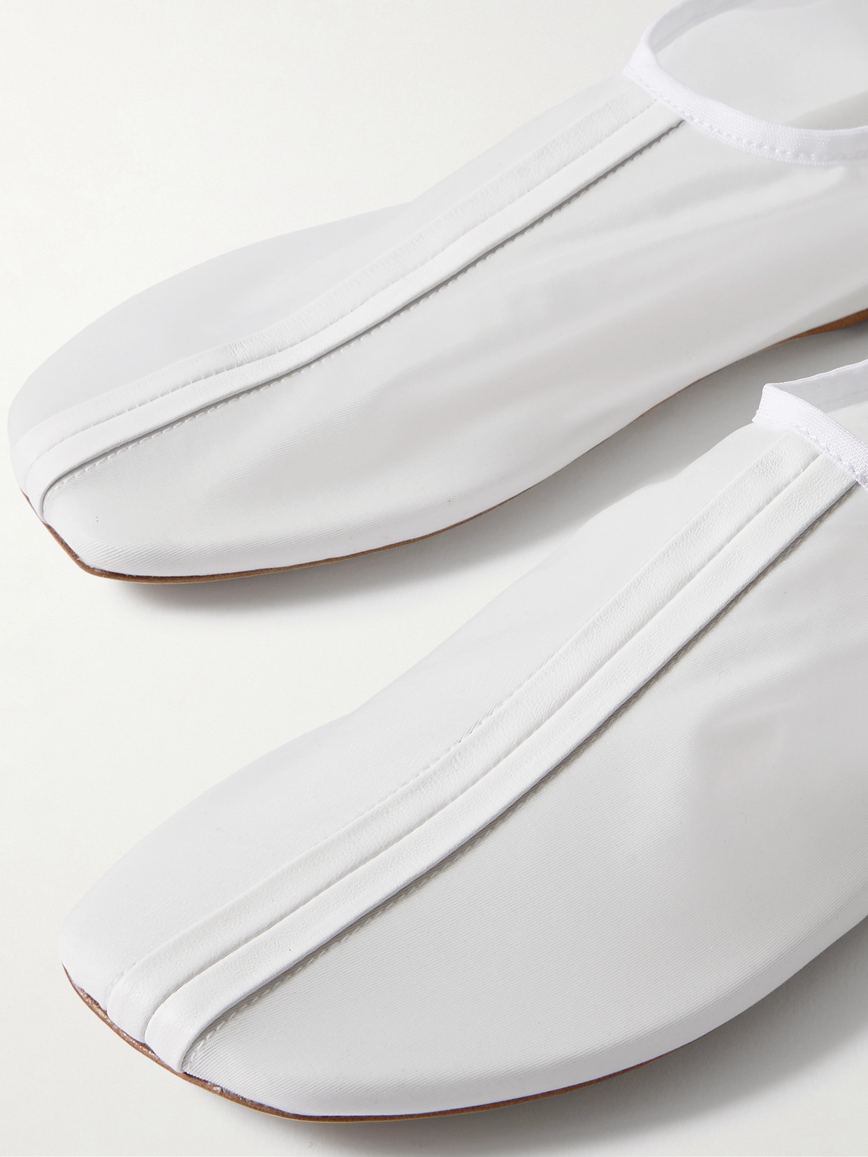 Leather-Trimmed Mesh Ballet Flats
