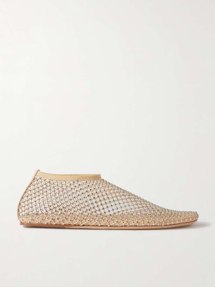Christopher Esber Minette Crystal-embellished Mesh Ballet Flats