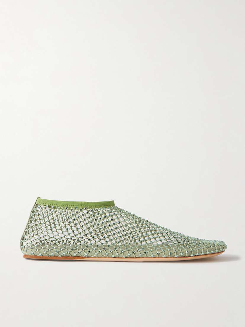 Christopher Esber Minette Crystal-embellished Mesh Ballet Flats