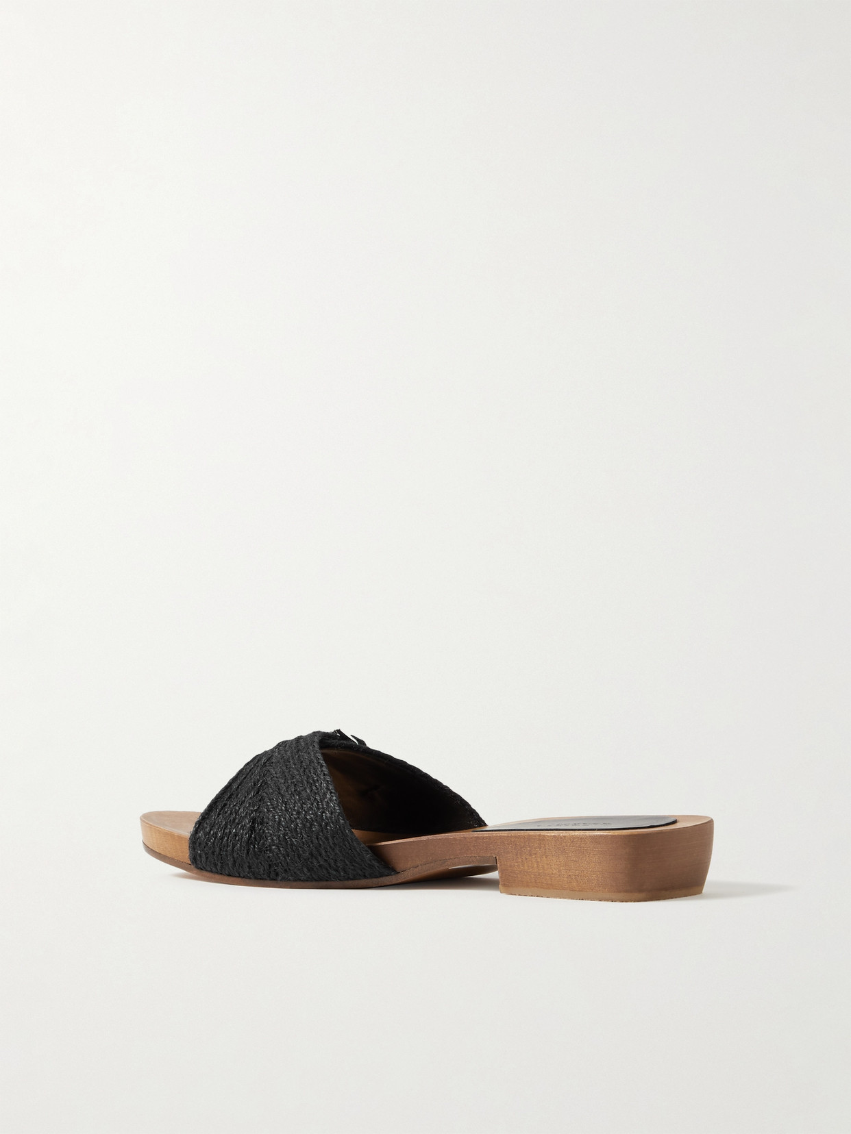 Shop Gabriela Hearst Clover Buckled Jute Slides In Black