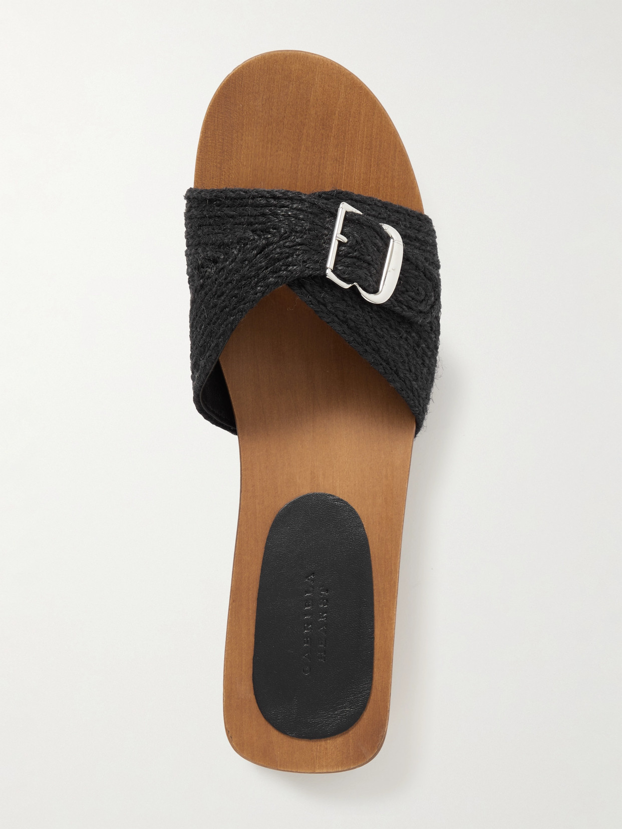 Shop Gabriela Hearst Clover Buckled Jute Slides In Black