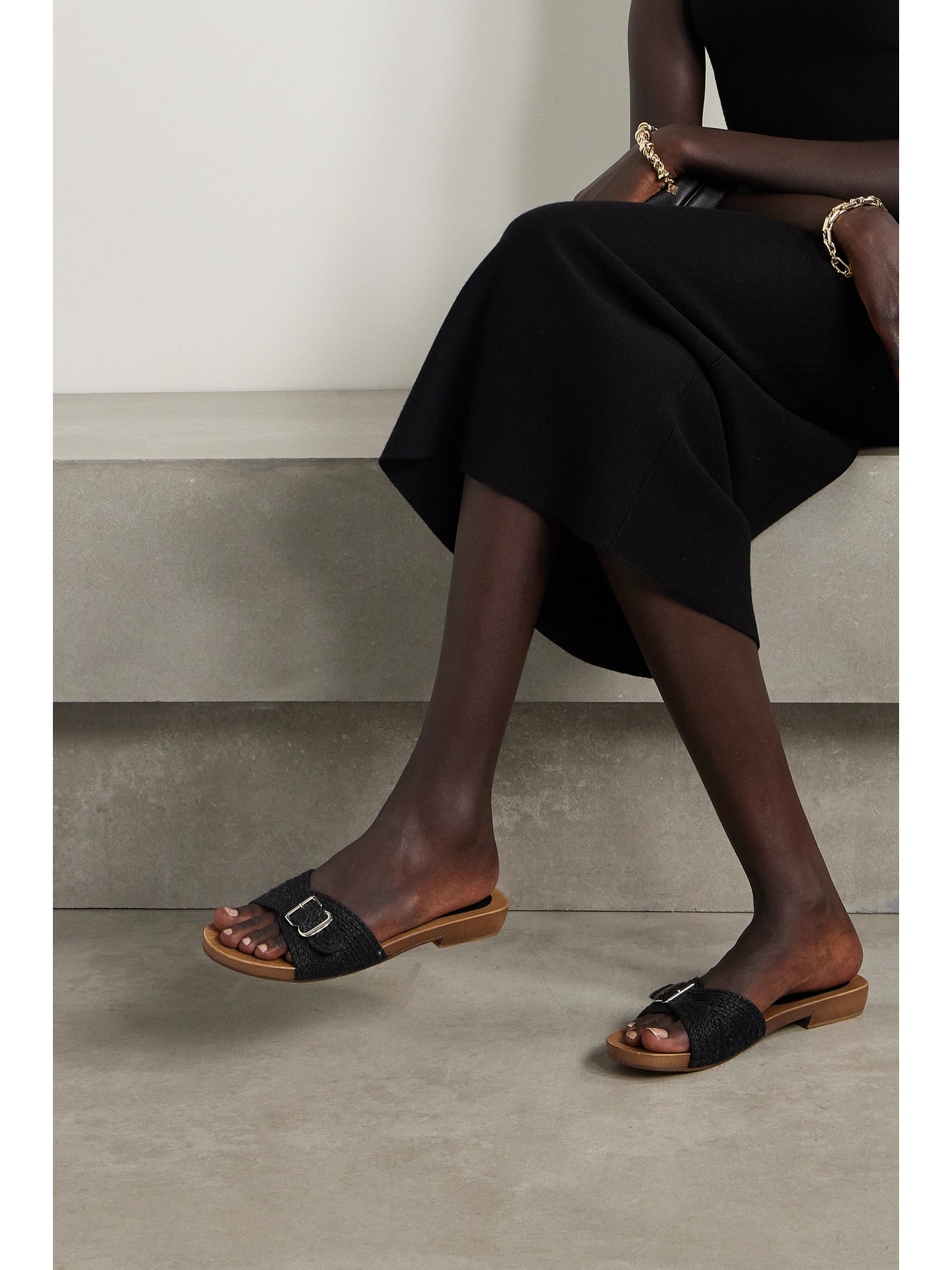 Gabriela Hearst Women's Clover Jute & Wood Slide In Black