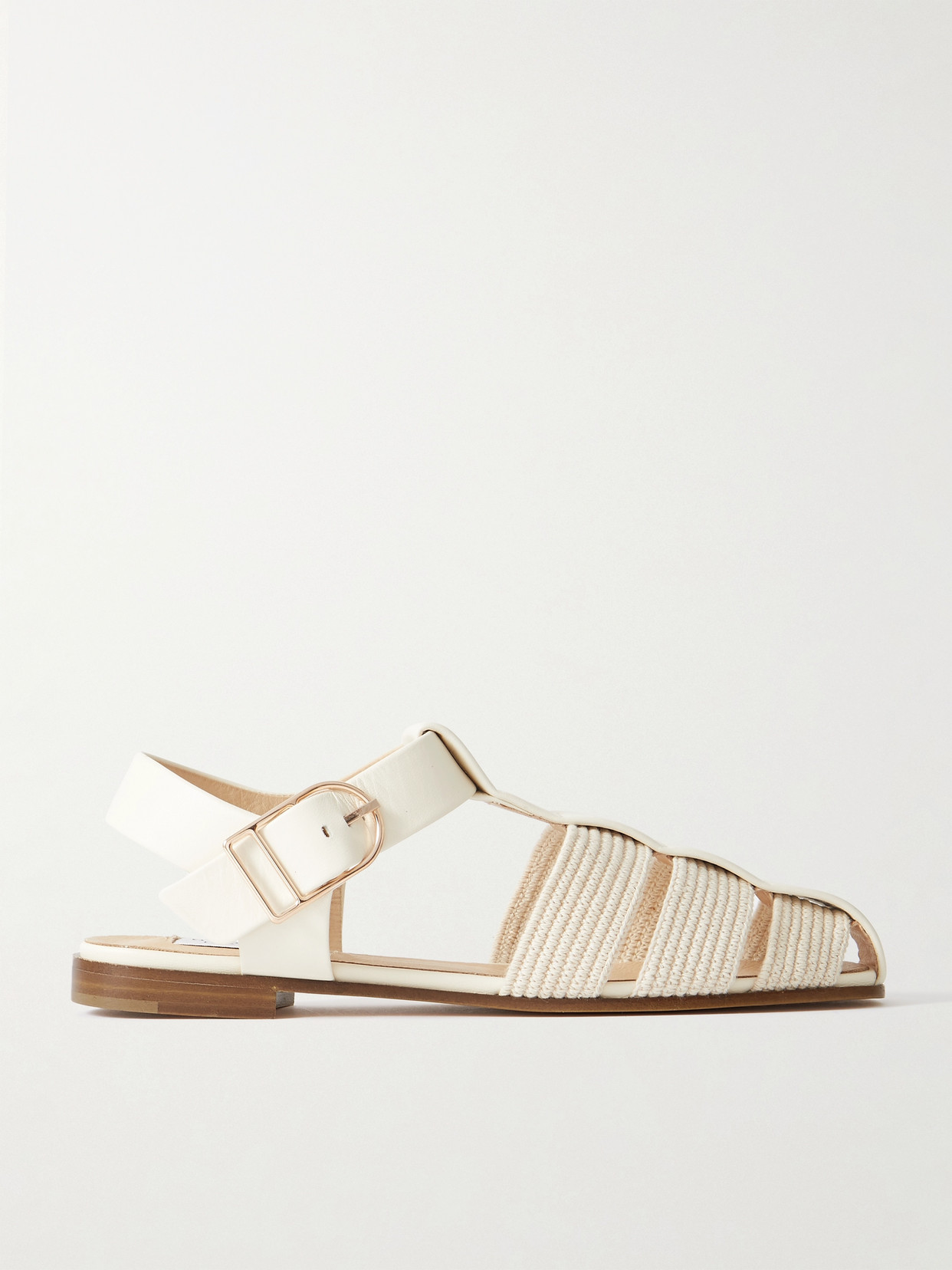 Gabriela Hearst Calla Striped Crochet-knit And Leather Sandals In White