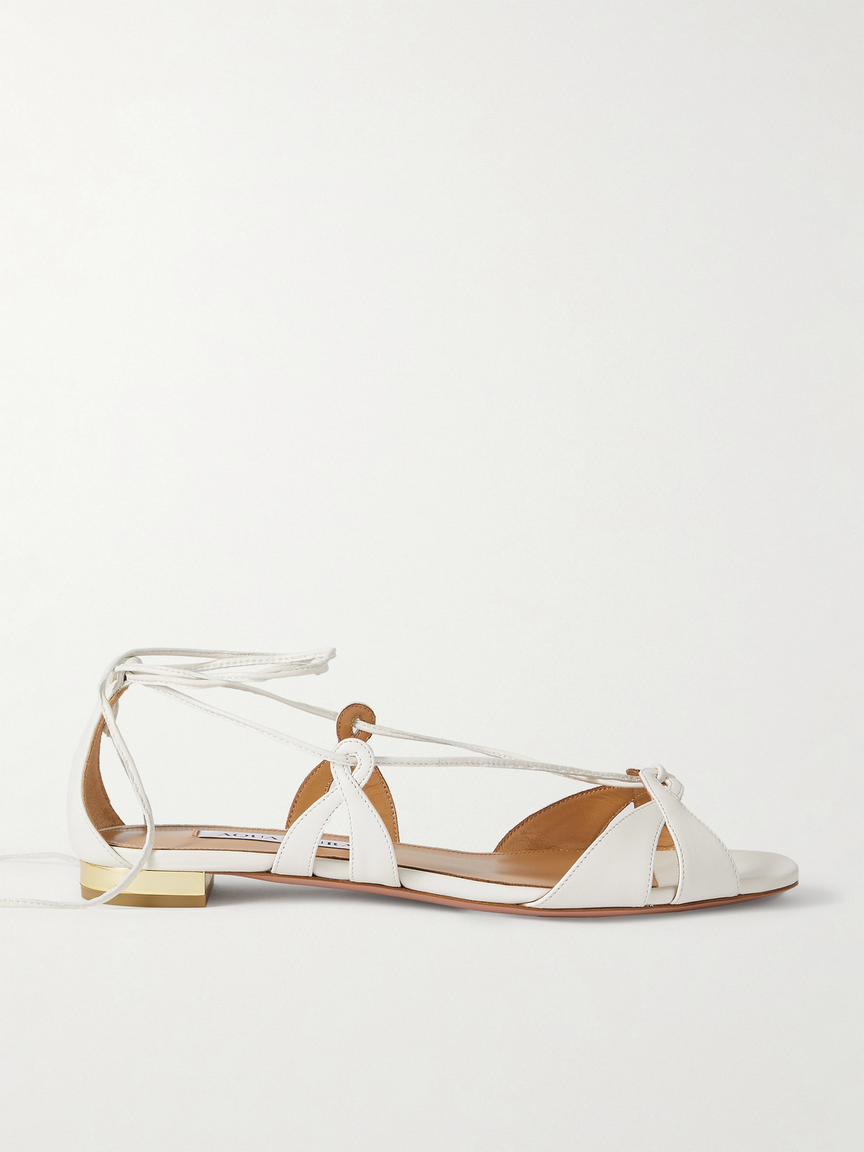 Aquazzura Cala Di Volpe Leather Sandals In White