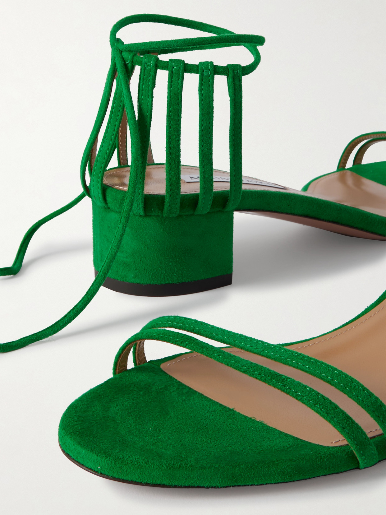 Aquazzura Straight To Heaven Suede Sandals In Green