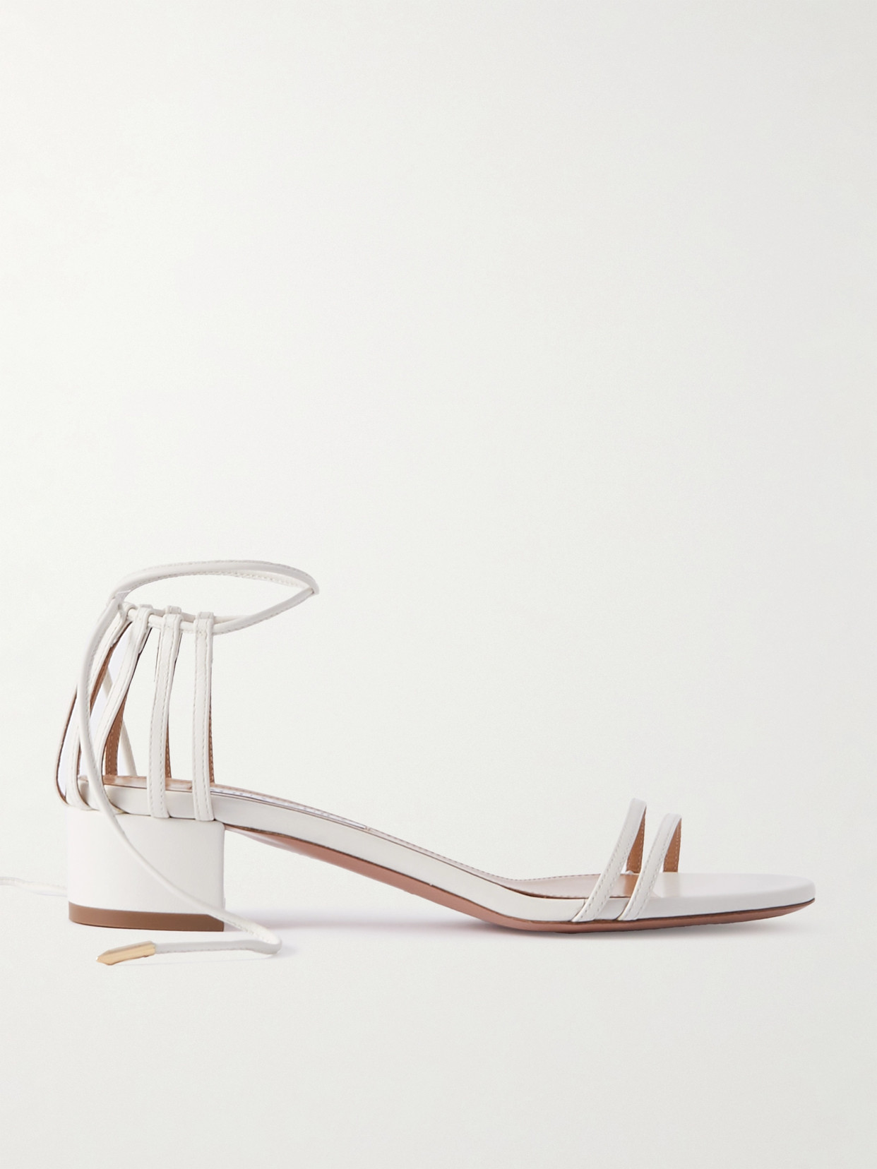 Aquazzura Straight To Heaven Leather Sandals In White