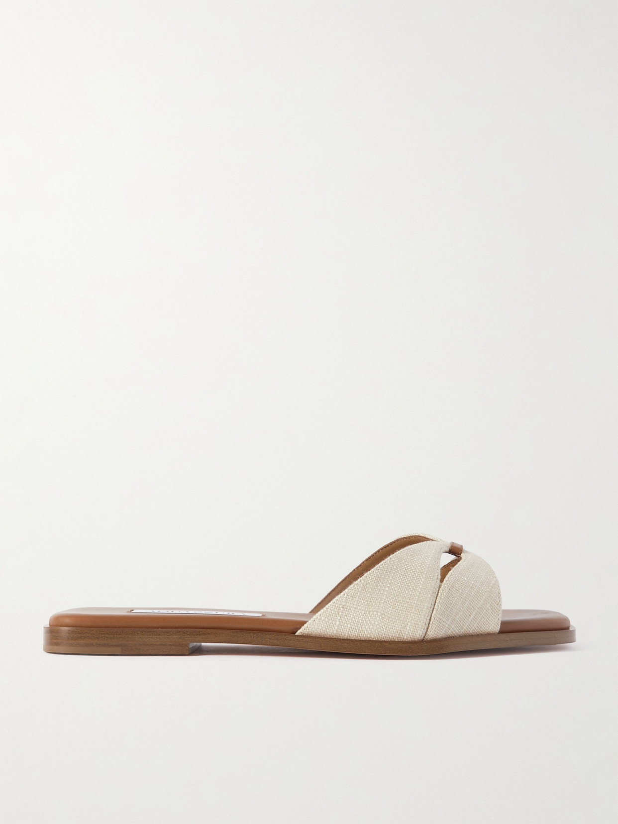 Aquazzura Villette Leather-trimmed Canvas Slides In Off-white