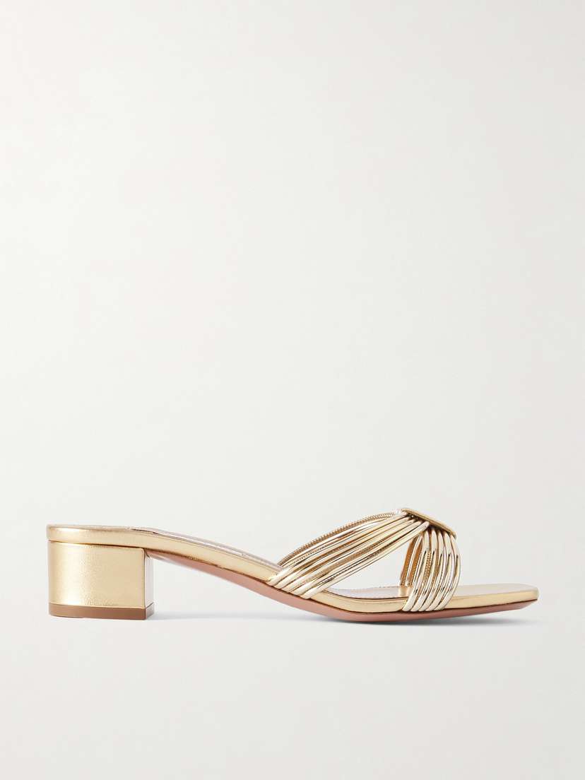 Aquazzura Film 35 Metallic Leather Mules