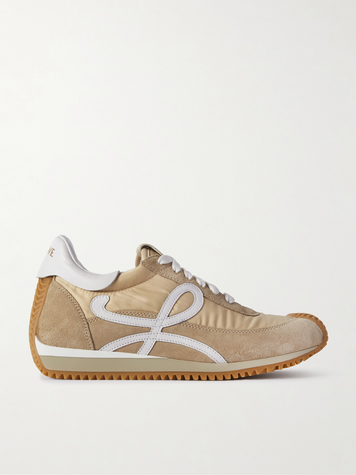 Shop Loewe + Paula's Ibiza Flow Logo-appliquéd Shell, Suede And Leather Sneakers In Cream