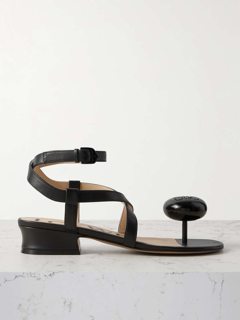 Loewe + Paula's Ibiza Calle Pebble Embellished Leather Sandals