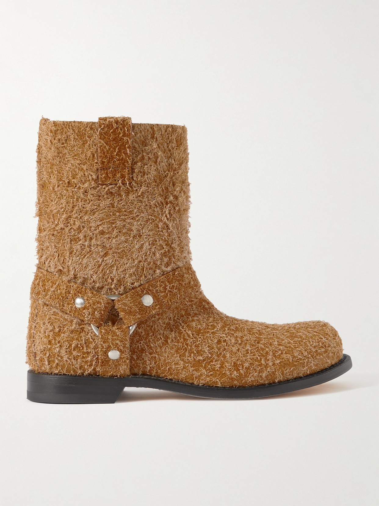 Loewe Campo Leather Biker Boots In Brown