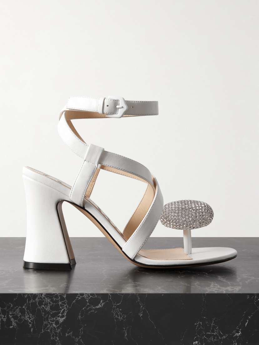 Loewe + Paula's Ibiza Calle Pebble Crystal-embellished Leather Sandals